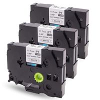 Absonic Heat Shrink Tube HSe231 HSe 231 11.7mm Label Tape Cassette Compatible for Brother P-Touch PT-E300 PT-H300 PT-E500 PT-E550W PT-P750WVP PTE800W LabelMaker, Black on White, 0.46'' x 4.92', 3Pack