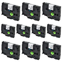 SuperInk 10 Pack Compatible for Brother HSe-211 HSe211 HS-211 HS211 Black on White Heat Shrink Tube Label Tape use in PT-D210 PT-D400 PT-E300 PT-E500 PT-P750WVP Printer (0.23''x 4.92ft, 5.8mm x 1.5m)