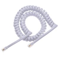 RJ10 Telephone Phone Cord Lead Curly Cable Spring Coiled Spiral Handset Wire 16 Feet Compatible with Landline/IP Phones BT, AT&T, Cisco, NEC, ROLM, ITT, TI (White)