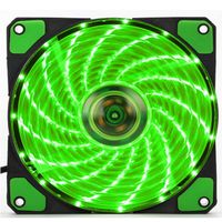 GBSELL 15 LED Light Quite 120mm DC 12V 4Pin PC Computer Case Cooling Cool Fan Mod (Green)