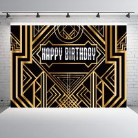 Dudaacvt 7X5ft Black Photography Backdrops Great Gatsby Happy Birthday Golden Abstract Geometric Background Gold Grill Photo Studio Props for Artdeco Q017 ...