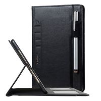 elecfan for Samsung Galaxy Tab A 8.0 2017 Case, Luxury Soft PU Leather, Protective Case with Pencil Holder, Passport Pockets, Card Slots, Folio Stand Cover for Samsung Tab A 8.0 (T380/T385) - Black