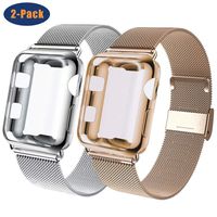GBPOOT Compatible for Apple Watch Band 38mm 40mm 42mm 44mm with Screen Protector Case, Sports Wristband Strap Replacement Band with Protective Case for Iwatch Series 4/3/2/1,42mm,Silver and Gold