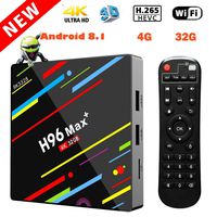 H96 Max+ TV Box Android 8.1 4G 32GB TV Box EstgoSZ RK3328 4K Smart TV Box Support H265 VP9 Video Decoding /2.4GWifi/100M LAN/KD18.0 USB3.0 Set Top Box