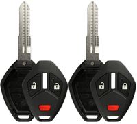 KeylessOption Keyless Entry Remote Uncut Blank Car Key Blade Fob Case Shell Button Pad Outer Cover Repair (Pack of 2)