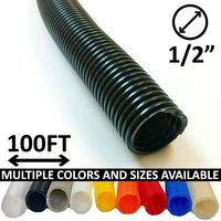 Electriduct 1/2" Split Wire Loom Tubing Polyethylene Flexible Conduit (0.5 Inch ID) - Black - 100 Feet