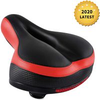 IPOW Comfort Bike Seat for Women or Men, Bicycle Saddle Replacement Padded Soft High Density Memory Foam with Dual Shock Absorbing Rubber Balls Suspension Universal Fit for Indoor/Outdoor Bikes, Red