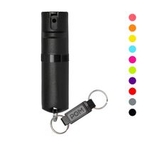 POM Black Pepper Spray Keychain Model - Maximum Strength Self Defense OC Spray Safety Flip Top 10ft Range Compact Discreet for Keys Backpack Quick Key Release (Black)