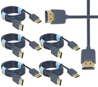 5 Pack High Speed HDMI Male to Male Cable 4.5 Feet - Grey