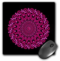 3dRose LLC 8 X 8 X 0.25 Inches Mouse Pad, Pink and Magenta Fantasy Swirly Vintage Mandala on Black Background (mp_32329_1)