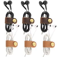 kilofly 6pc Genuine Leather Cord Management Keeper Snap Lock USB Cable Holder