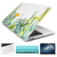 Batianda Case for MacBook Pro 13 inch with Retina 2012-2015 Model A1502 A1425 Light Green Cactus Painting Matte Soft Touch Hard Cover with Keyboard Skin Trackpad Screen Protector