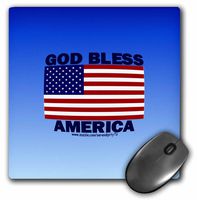 3dRose LLC 8 x 8 x 0.25 Inches God Bless America on Blue Mouse Pad (mp_12436_1)