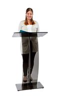 AdirOffice Slanted Speaker's Podium Lectern 12.5" x 26.8" x 47- Easy to Setup Curved Stand Design for Lectures Recitals Speech & Presentations (Black)