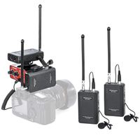Saramonic VHF Dual Wireless Lavalier Microphone System 2 Transmitters, 2 Receivers and 1 Audio Mixer Compatible with Nikon Canon Sony Panasonic DSLR Cameras and Camcorders