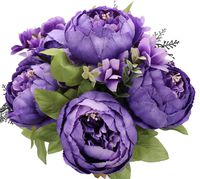 Duovlo Artificial Peony Silk Flowers Fake Flowers Vintage Wedding Home Decoration,Pack of 1 (Medium Purple)