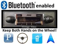High-Power Bluetooth Enabled Stereo Compatible with 1978-1986 Jeep CJ & Scrambler, AM FM Car Radio with Auxiliary Input and USB Input + Bluetooth KIT. Choose Black or Chrome knobs. (Black KNOBS)