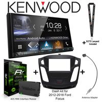 Kenwood DMX7704S Digital Media Receiver, iDatalink Maestro KIT-FOC1 Dash kit for 2012-2018 Ford Focus, ADS-MRR Interface Module and BAA22 Antenna Adapter and a SOTS Lanyard