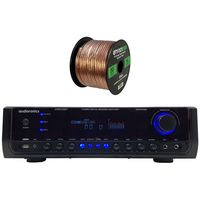 Audioronics 1500 Watt Hybrid Digital Stereo Receiver Amplifier, Enrock 16 Gauge 50 Foot Speaker Wire