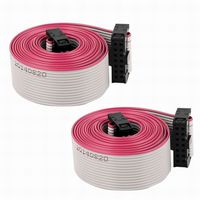 Fuxell IDC Extension Flat Ribbon Cable, Female to Female, 14P, 14 Way, 1.28 m, 4.2', 2.54 mm Pitch, Gray, 2 Pieces