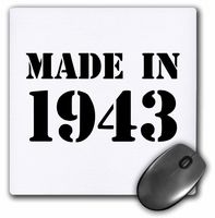 3dRose LLC 8 x 8 x 0.25 Inches Mouse Pad, Made in 1943 Funny Birthday Birth Year Text Fun Black Bday Stamp with Year You were Born Humor (mp_162709_1)
