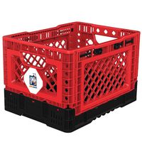 BIGANT Heavy Duty Collapsible & Stackable Plastic Milk Crate - IP403026, 26 Quarts, Small Size, Red, Set of 1, Absolute Snap Lock Foldable Industrial Storage Bin Container Utility Basket