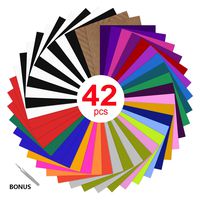 HTV Heat Transfer Vinyl Bundle : 42 Pack 12" x 10" Sheets Iron on Vinyl，27 Assorted Colors Heat Transfer Vinyl for DIY Iron on Fabrics T-Shirts Heat Press Machine or Silhouette Cameo