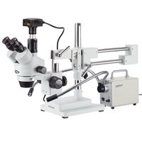 AmScope 3.5X-90X Simul-Focal Trinocular Stereo Microscope with LED Fiber Optic Light and 18MP USB3 Camera