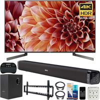 Sony XBR65X900F 65-Inch 4K Ultra HD Smart LED TV Bundle with Deco Gear 60W Soundbar, Wall Mount Kit, 2.4GHz Backlit Keyboard, 6-Outlet Surge Adapter and Screen Cleaner for LED TVs