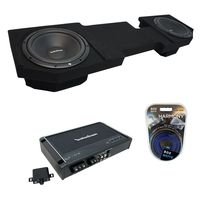 Compatible with 2002-2015 Dodge Ram Quad or Crew Truck Rockford Prime R1S410 Dual 10" Sub Box Enclosure & R250X1 Amp