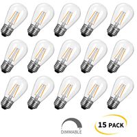 15-Pack Shatterproof LED S14 Replacement Light Bulbs-E26 E27 Medium Candelabra Screw Base Edison Bulbs Equivalent to 11 W, Fits for Commercial Outdoor Patio Garden Vintage Lights, Warm White