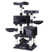 BEWISHOME Multi-Level Cat Tree Condo with Sisal Scratching Posts, Perches, Houses, Hammock and Baskets, Cat Tower Furniture Kitty Activity Center Kitten Play House Grey MMJ05B