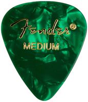 Fender 351 Shape Medium Classic Celluloid Picks, 12-Pack, Green Moto for electric guitar, acoustic guitar, mandolin, and bass