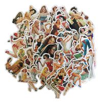 Homyu Stickers 50-Pcs PVC Decals of Retro Pin-up Girls Waterproof Sunlight-Proof DIY Ideals for Cars Motorbikes Skateboard Spinner Luggages Laptops