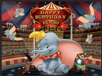 Dumbo Backdrop | Circus | Birthday | for Girl | Boy | Elephant | Party Supplies | Theme Banner Photography Decorations