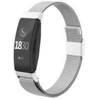 CCnutri Compatible with Fitbit Inspire HR Bands, Stainless Steel Loop Metal Mesh Bracelet for Fitbit Inspire and Ace 2 Replacement Wristbands for Women Men, Silver, Large
