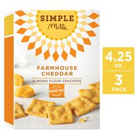 Simple Mills Almond Flour Crackers, Farmhouse Cheddar, 4.25 Ounce (Pack of 3)
