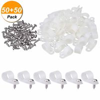 Hicarer 50 Pack R-Type Cable Clip Wire Clamp, Nylon Screw Mounting Cord Fastener Clips with 50 Pack Screws for Wire Management (1/2 Inch)