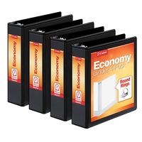 Cardinal Economy 2" Round-Ring Presentation View Binders, 3-Ring Binder, Holds 475 Sheets, Nonstick Poly Material, PVC-Free, Black, 4-Pack (79522)