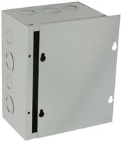 BUD Industries JB-3956-KO Steel NEMA 1 Sheet Metal Junction Box with Knockout and Lift-Off Screw Cover, 6" Width x 8" Height x 4" Depth, Gray Finish