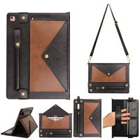 TechCode iPad 9.7 Case, iPad Air Cover, PU Leather Wallet Protective Cover w/Card Slot Pocket/Pen Holder/Hand Strap/Buckle Closure Shoulder Bag Book Case for iPad 5th/ 6th Gen/Air/Air 2, Coffee