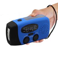 E&W Home Protector Portable Emergency Solar Crank AM/FM/NOAA Weather Band Radio for All Types of Hazards, with 1200mAh Power Bank, Bright Flashlight For Keep Your Family Safe (088WB, Blue)