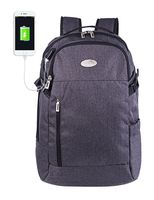 Mygreen Travel Laptop Backpack, Large Business Durable Laptops Backpack with USB Charging Port,Water Resistant College School Computer Bag for Women & Men Fits 15.6-17 Inch Laptop and Notebook (Grey)