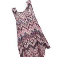Benficial Fashion Womens Plus Size O-Neck Ripple Printing Sleeveless Camisole Dress Pink