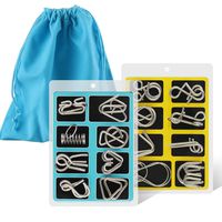 Coogam Metal Wire Puzzle Set of 16 with Pouch,Brain Teaser IQ Test Disentanglemen Iron Link Unlock Interlock Game Chinese Ring Magic Trick Toy for Party Favor Kids Adults Challenge