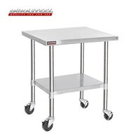 DuraSteel Stainless Steel Work Table 30" x 36" x 34" Height w/ 4 Caster Wheels -  Food Prep Commercial Grade Worktable - NSF Certified - Good For Restaurant, Business, Warehouse, Home, Kitchen, Garage
