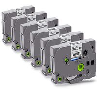 6-Pack Replace TZ Tape 12mm 0.47 Inch Laminated White, TZe-231 TZe231 Ptouch Label Tape Compatible with Brother P-Touch PT-D210 PTH110 PT-D200 PT-D600 PT-D400, 26.2 Feet (8m) Roll