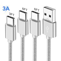 Usb Type C Cable 3A Fast Charging,Cell Phone Charger Cord For Samsung Galaxy S10 S10E S8 S9 10 Plus,Note 10+ 8 9,A50 A20 Google Pixel-2-3-4-3A-XL,Nylon Braided Quick Charge 3.0 Data Wire 3FT 6FT 6FT