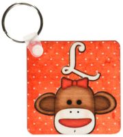 3dRose Cute Sock Monkey Girl Initial Letter L - Key Chains, 2.25 x 4.5 inches, set of 4 (kc_102815_2)