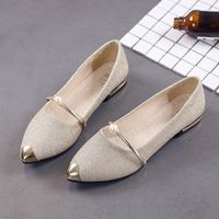 Hemlock Low Heel Flat Shoes, Women Comfortable Slippers Dress Sandals Shoes Pointed Toe Oxford Shoes (US:5.5, Gold)